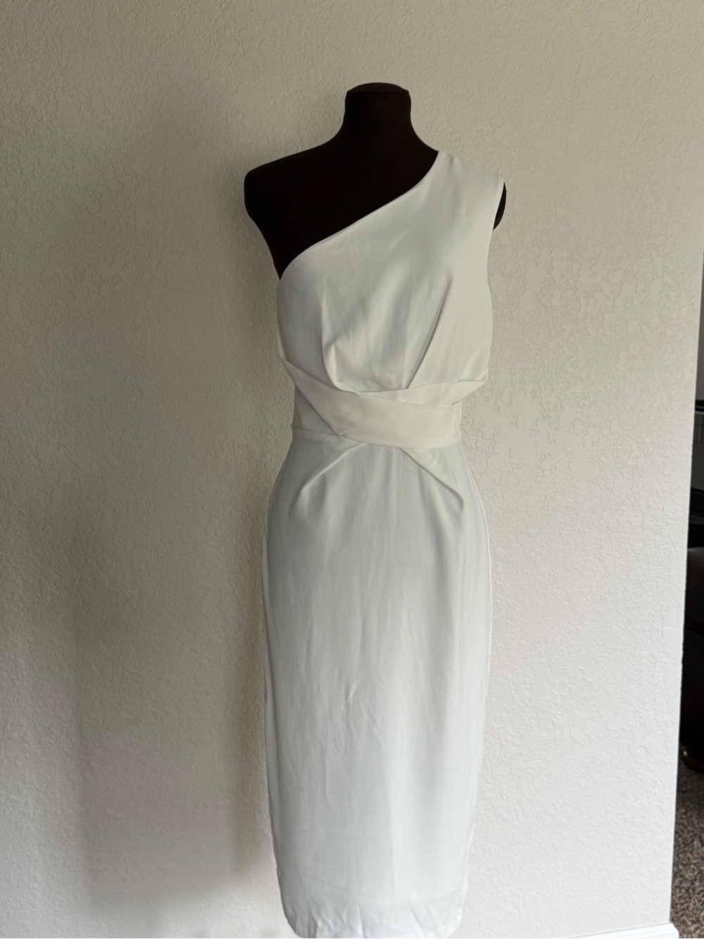 Reiss Laurent One Shoulder Ivory Midi Dress NWT US 6 UK 10